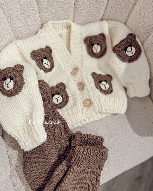 Pre order Hand knitted teddy bear cardigan/ jumper