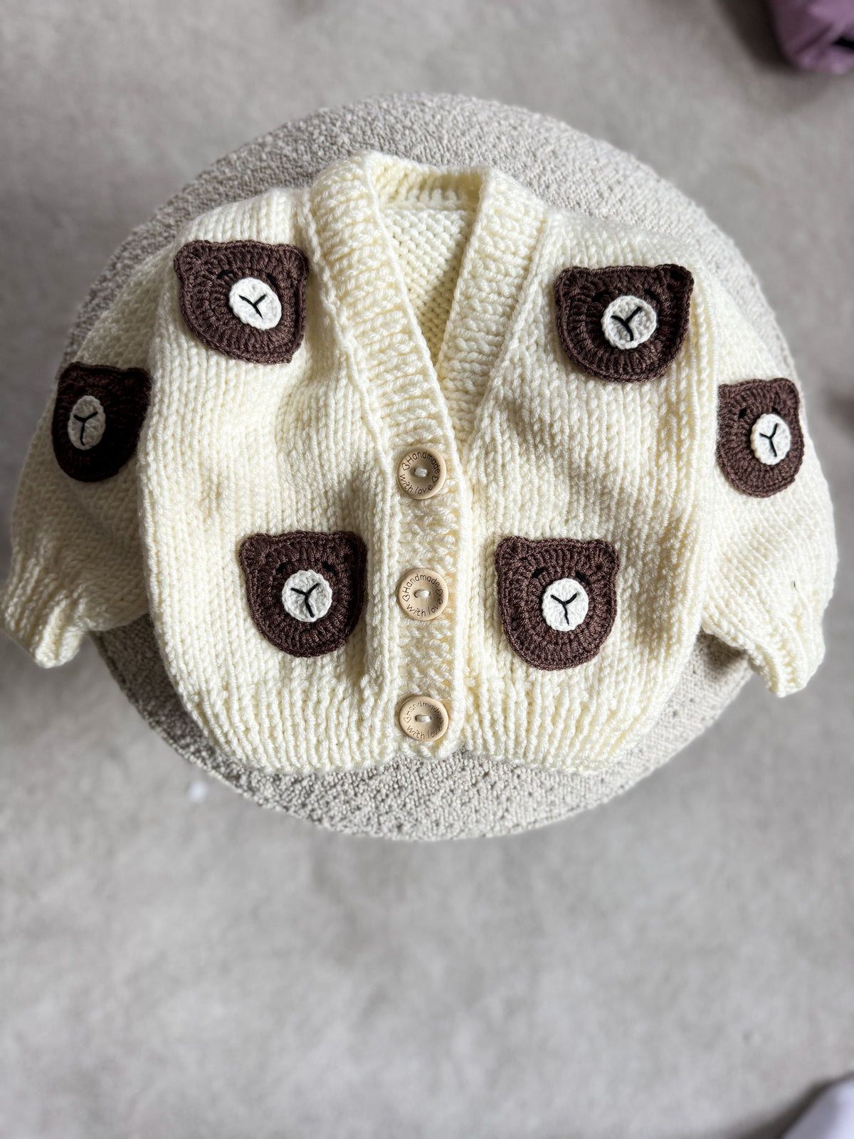 Teddy Bear Handknitted Wool Cardigan