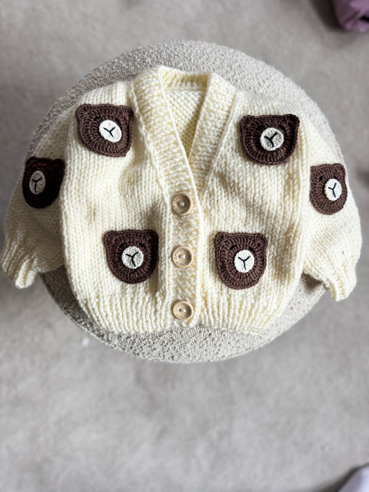 Teddy Bear Handknitted Wool Cardigan