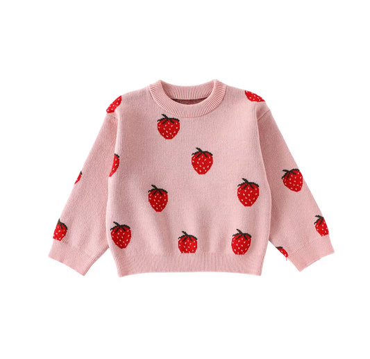 Thick knitted strawberry jumper