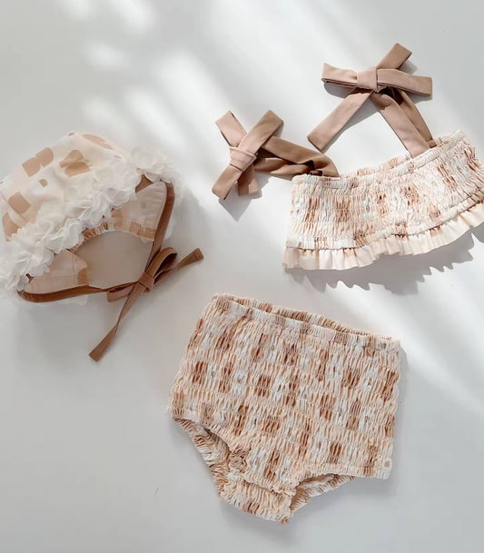 Crinkle 3 piece swim bikini set
