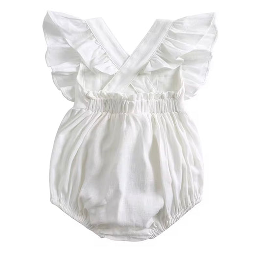 Ruffle white romper