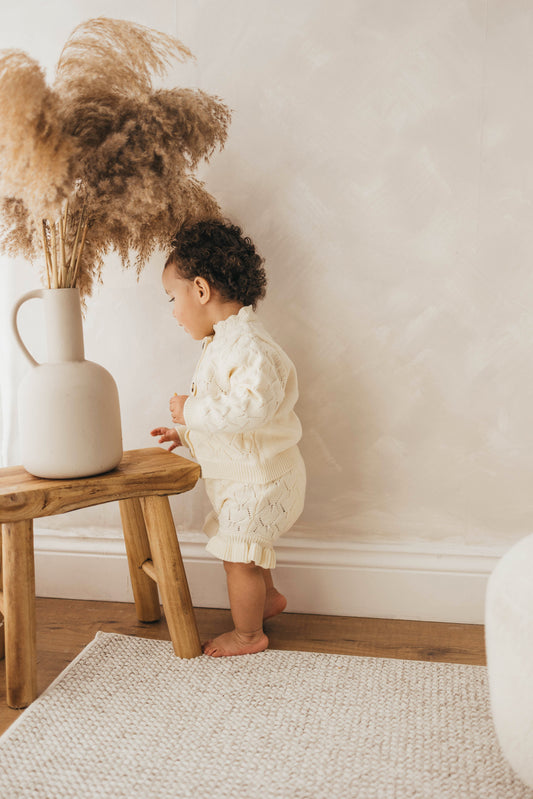 Cream knit two piece set