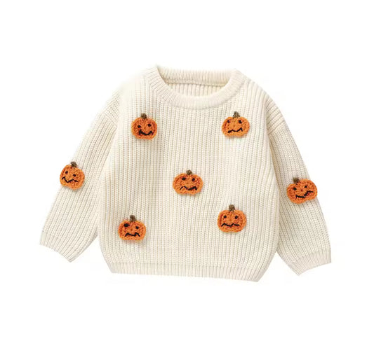 Hand embroidered mini pumpkin jumpers