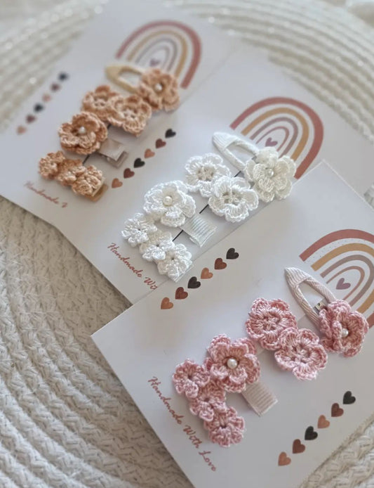 4 pack crotchet handmade hair clips