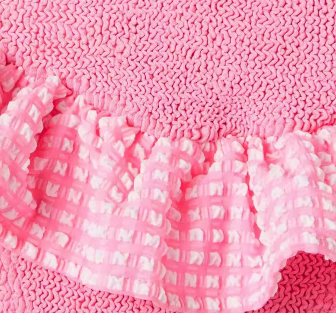 Crinkle pink swimming costume