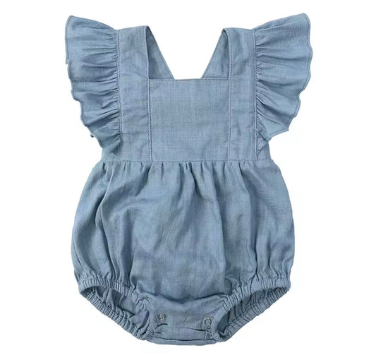 Ruffle powder blue romper