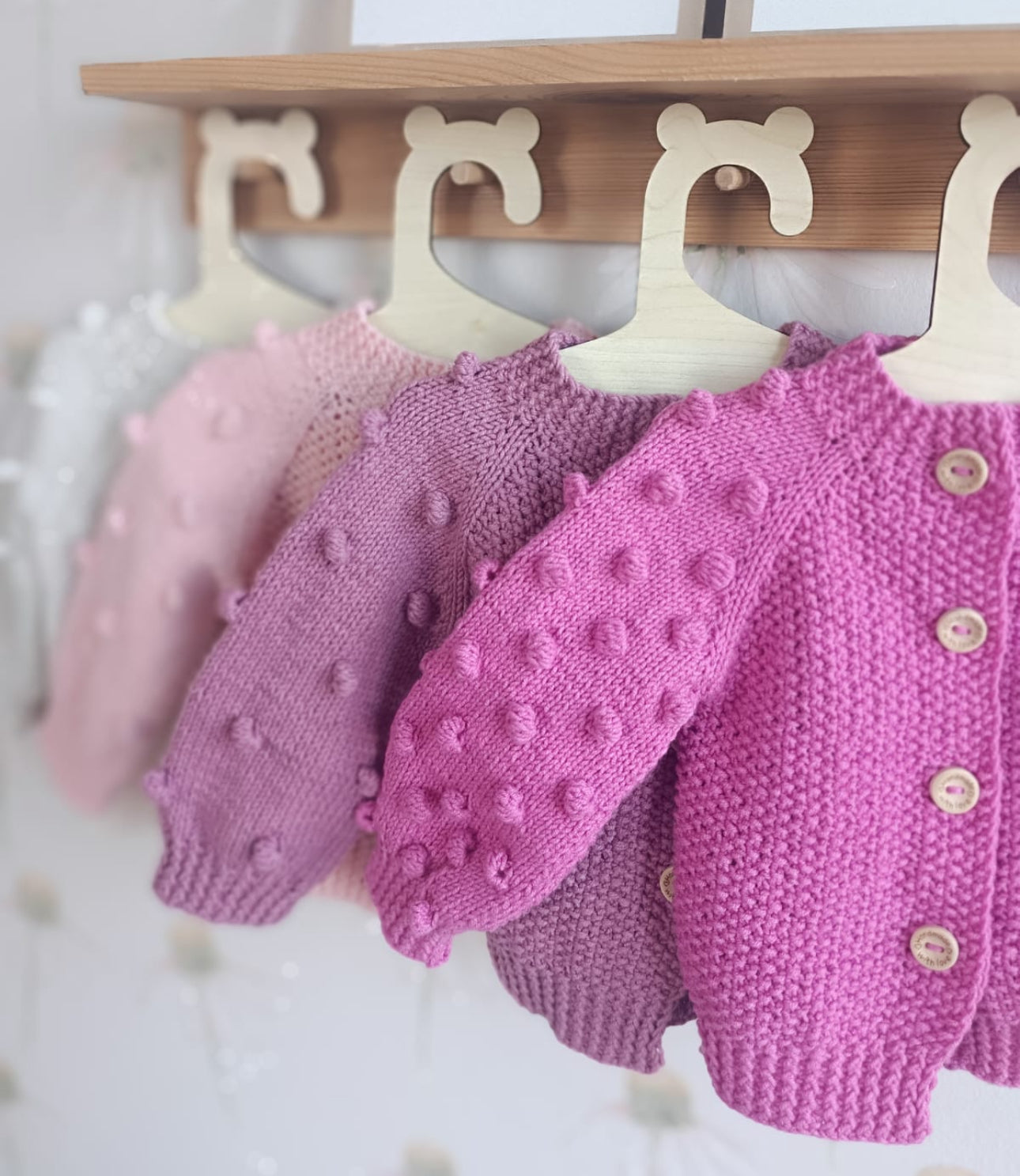 Pre order summer hand knitted pastel collection bobble cardigans