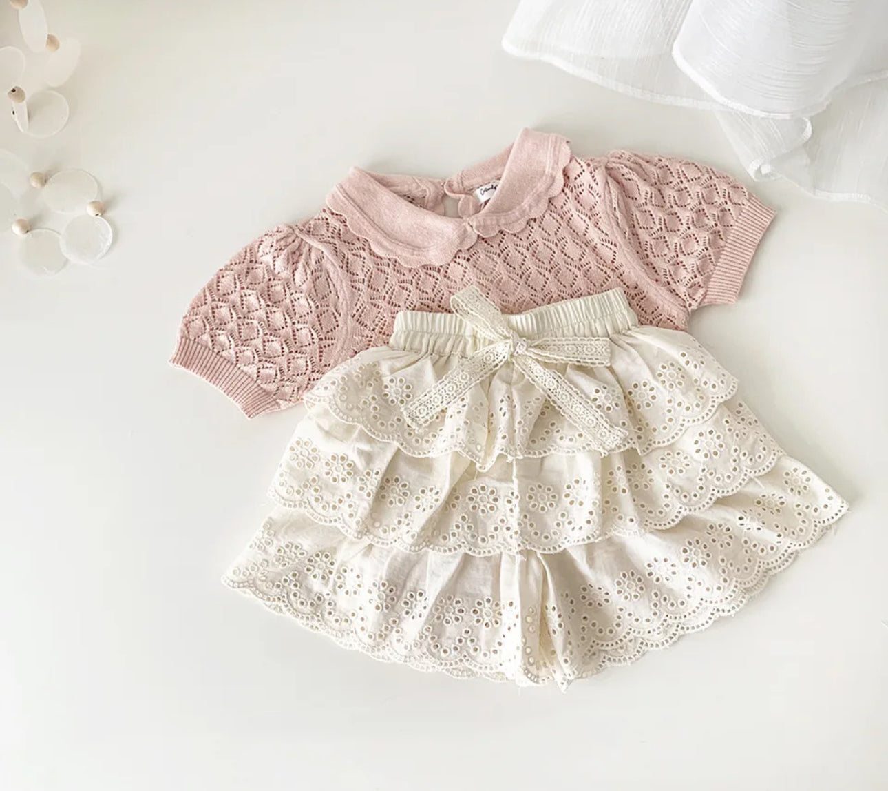 Pre order two piece ruffle shorts and knit top