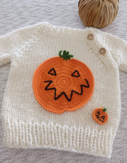 Pre order hand knitted pumpkin jumper