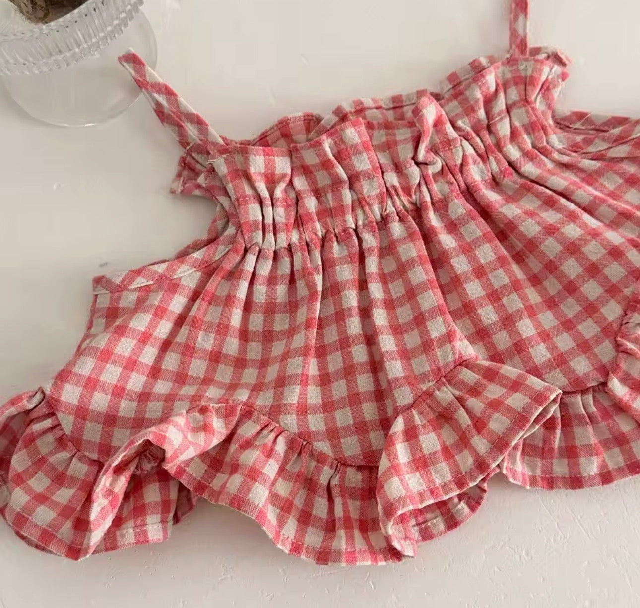 Gingham two piece vest and shorts set