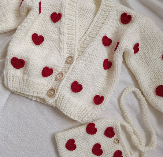 Pre order red heart handknitted cardigan