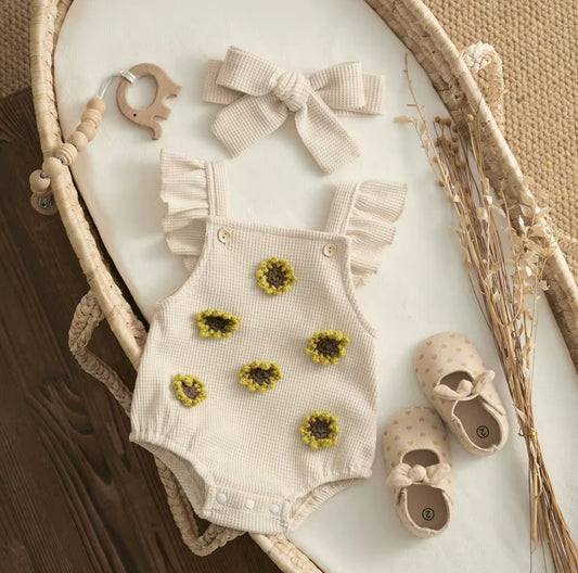 Pre order headband and flower romper set