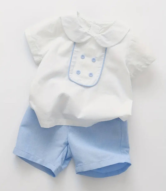 Pre order 100% cotton two piece blue set