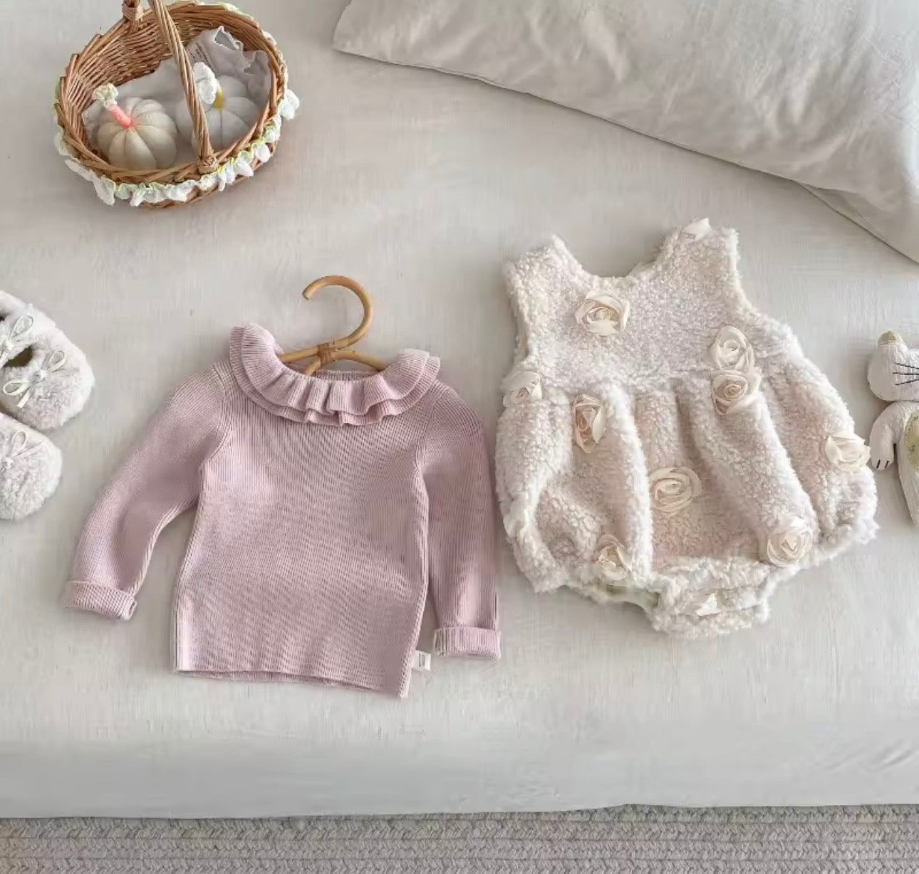 Fleece romper and thick roll neck sets