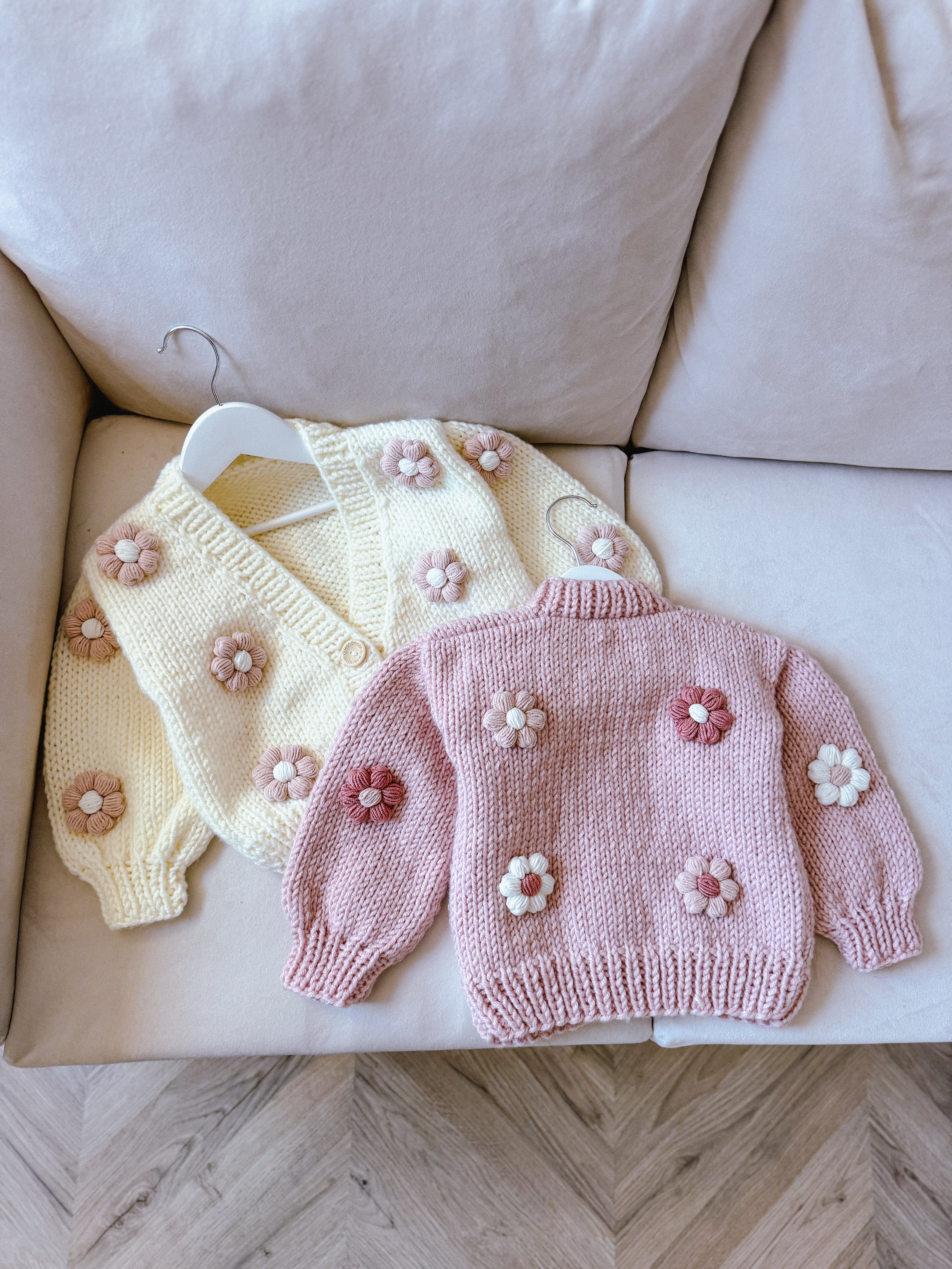 Flowers on Front & Back Handknitted Wool Cardigan – Tiarose's