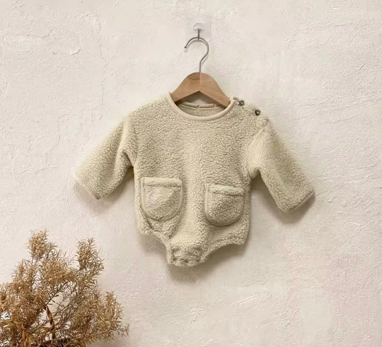 Fleece cream sherpa romper