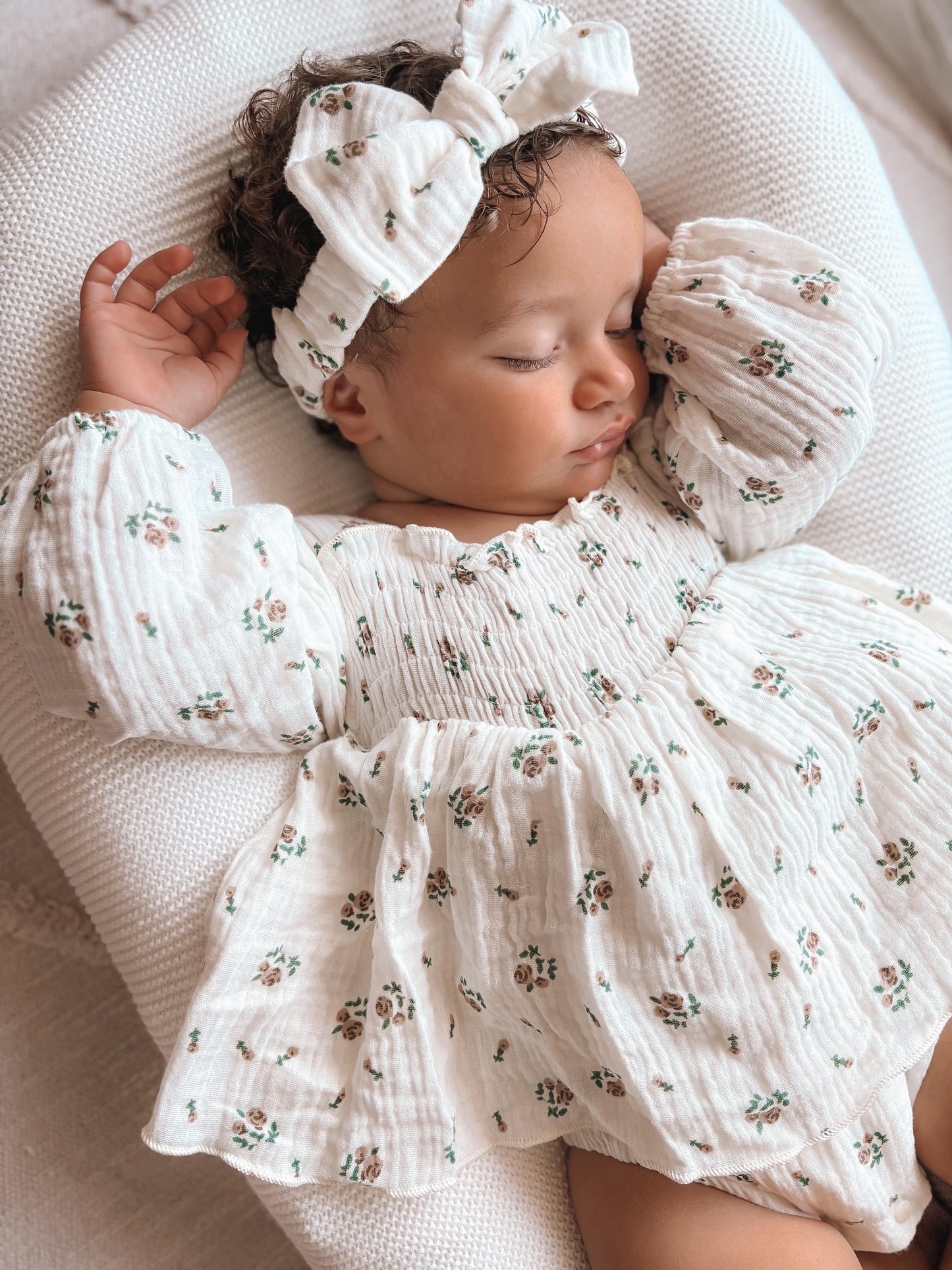 Floral cream romper and headband set