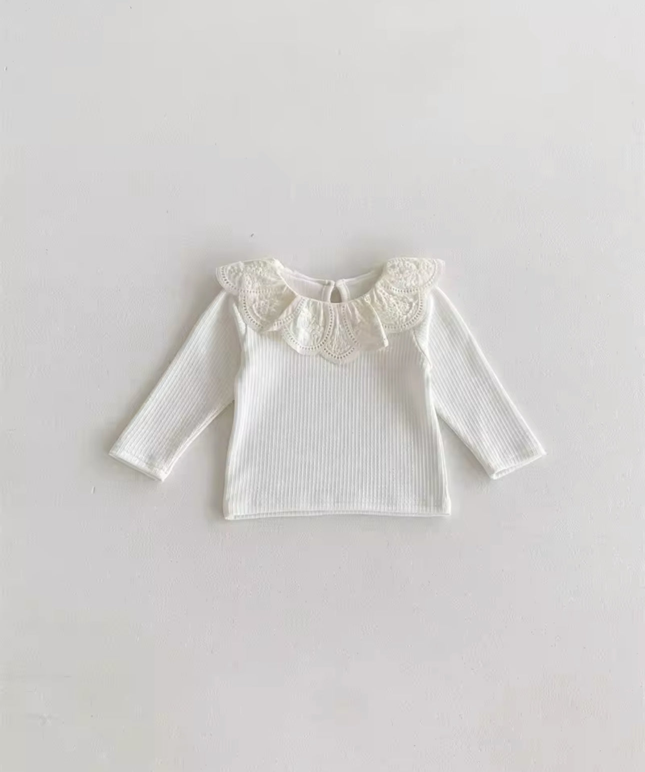 Peter Pan collar cotton ribbed top