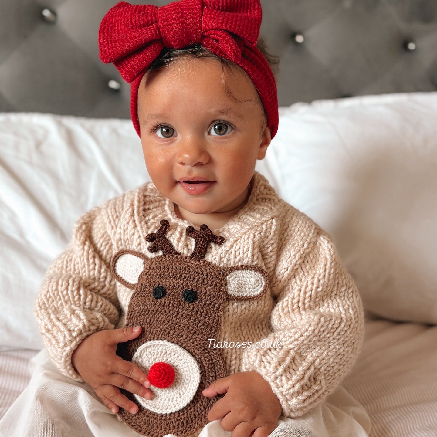 Pre order Christmas reindeer hand knitted jumpers