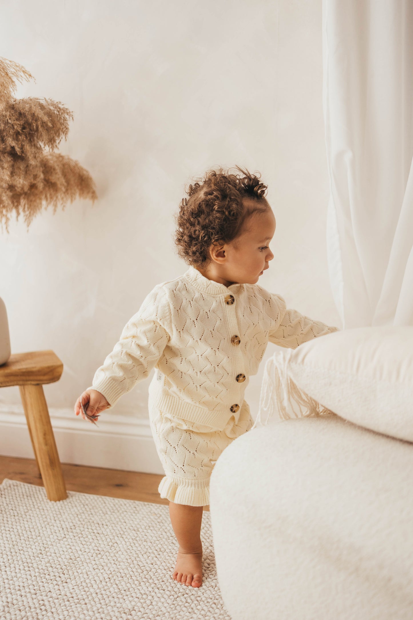 Cream knit two piece set