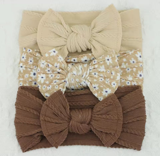3 pack headband set assorted brown