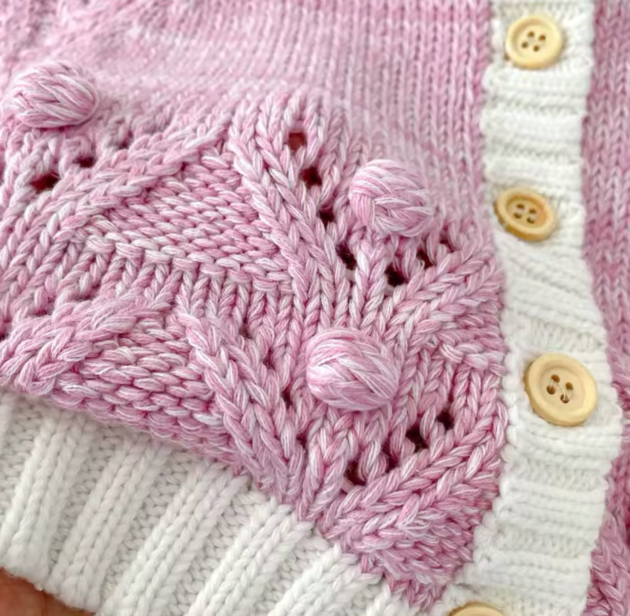 Spring pink bobble knit vest (pre order)