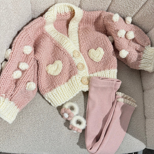 Pre order handknit heart chunky cardigans