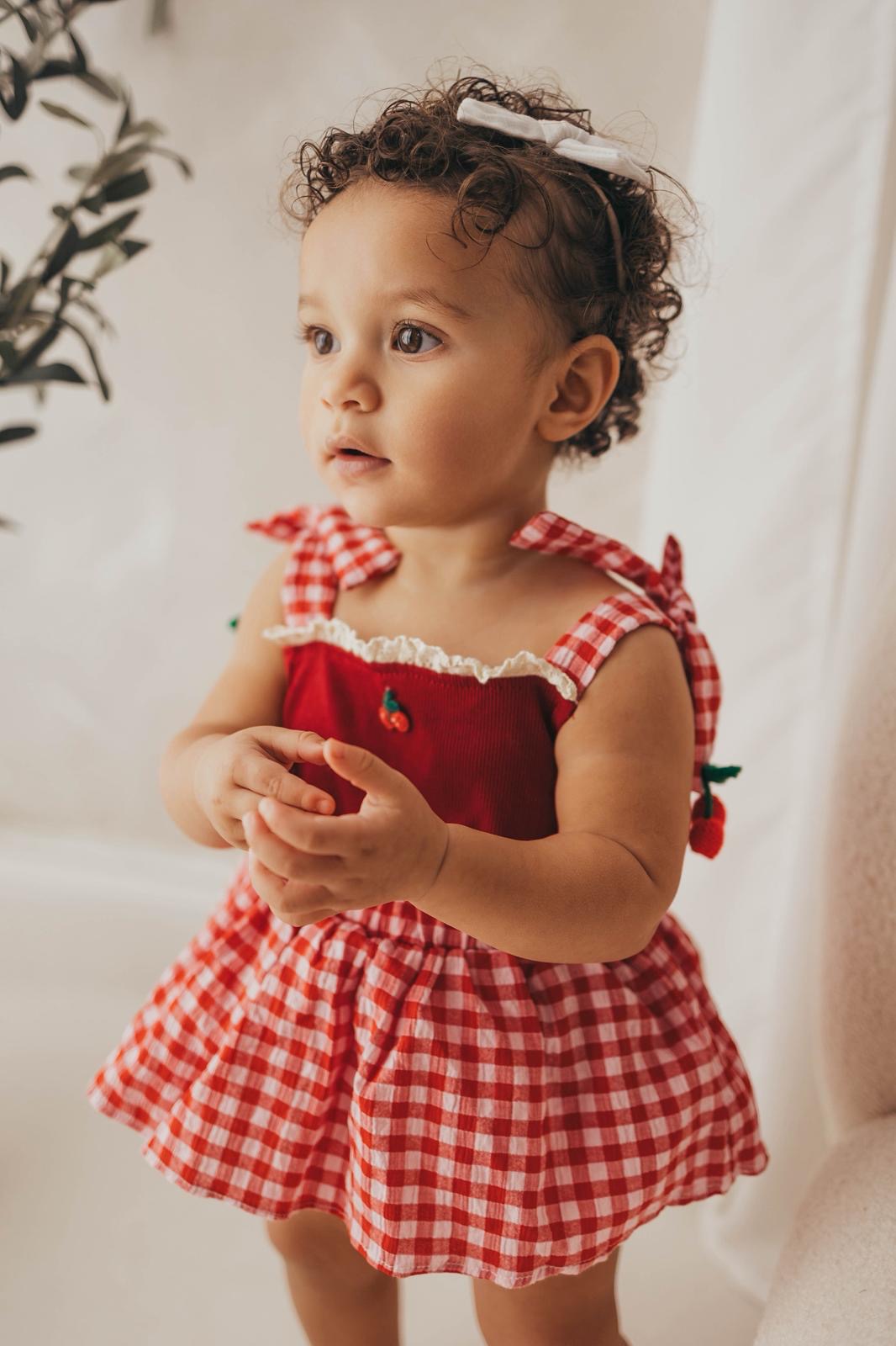 Cherry two piece cotton top and bloomers summer set
