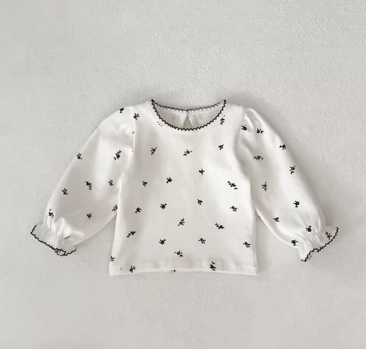 Floral thick cotton long sleeve top