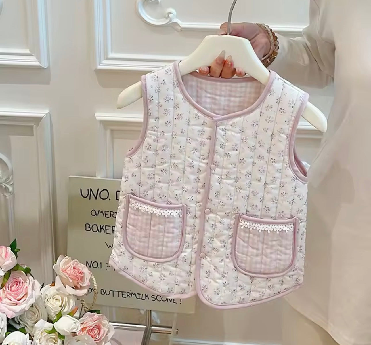 Padded floral gilet