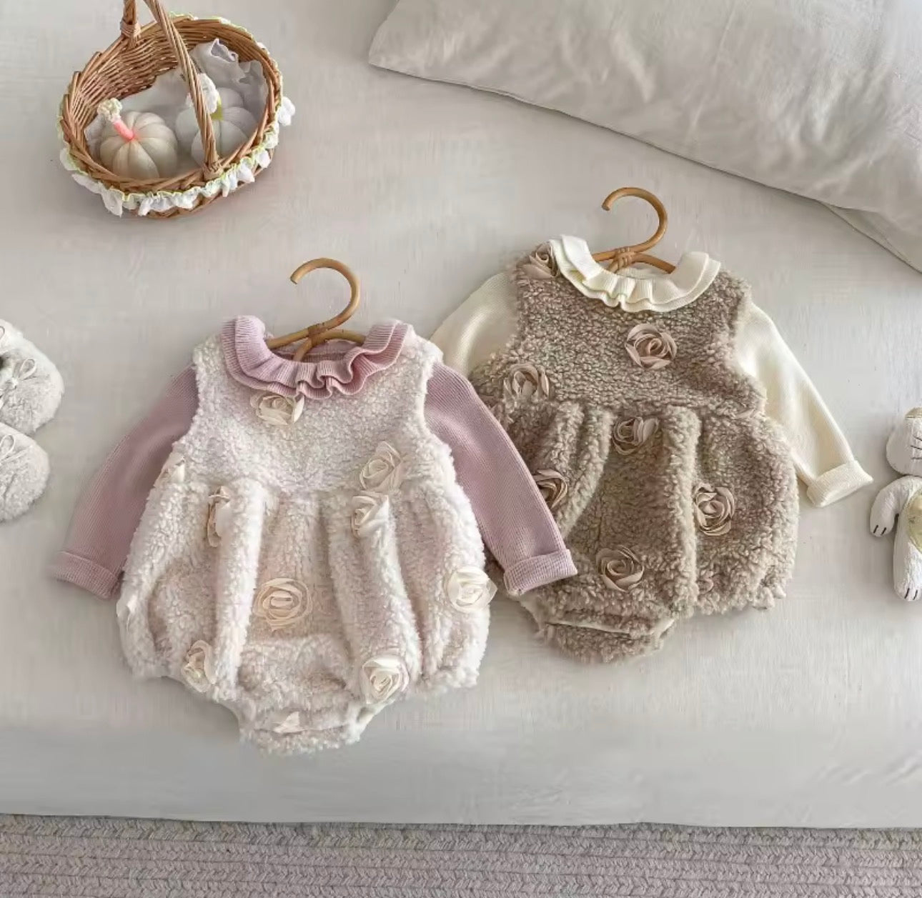 Fleece romper and thick roll neck sets