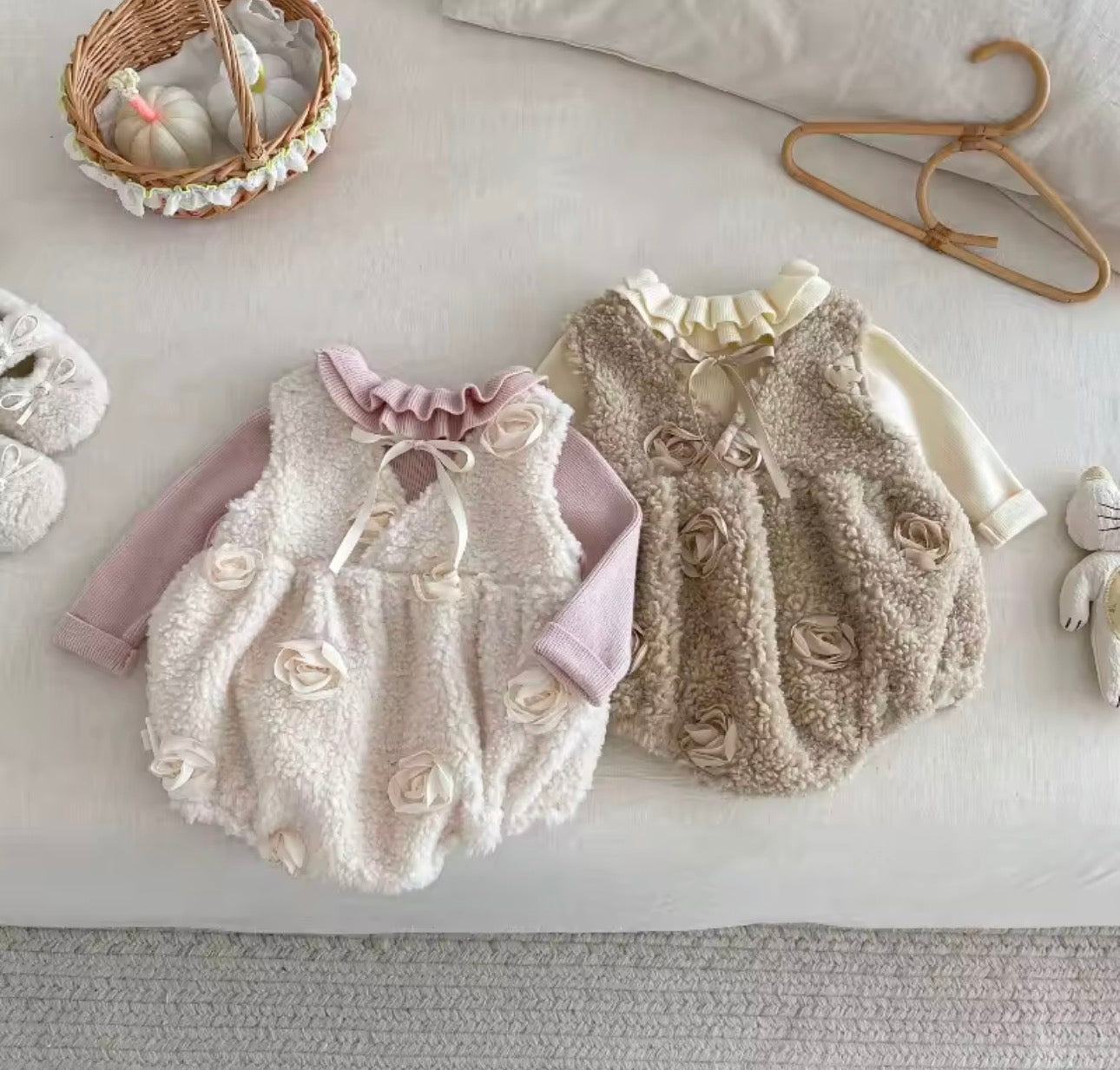 Fleece romper and thick roll neck sets