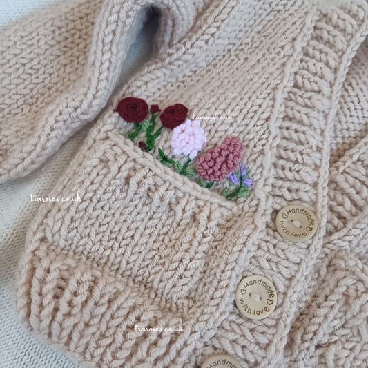 New collection flower bed handknitted cardigan pre order