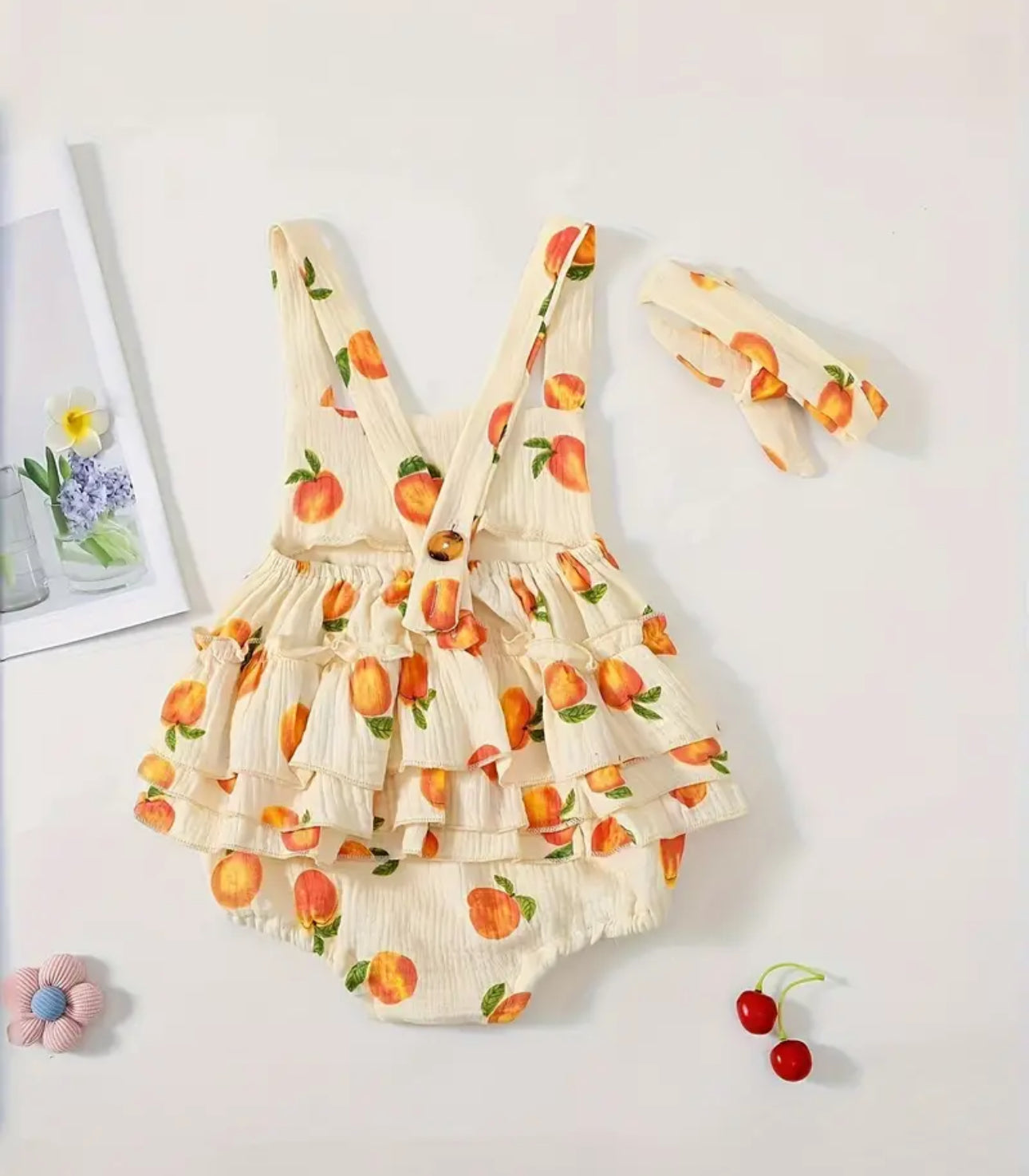 Pre order oranges ruffle romper set