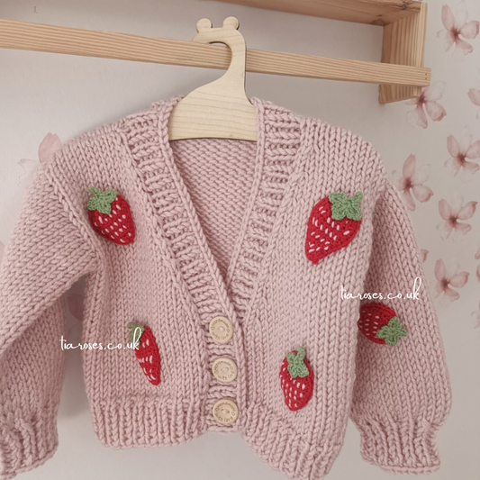 Pre order 3 weeks New style Tia Roses strawberry handknitted cardigan