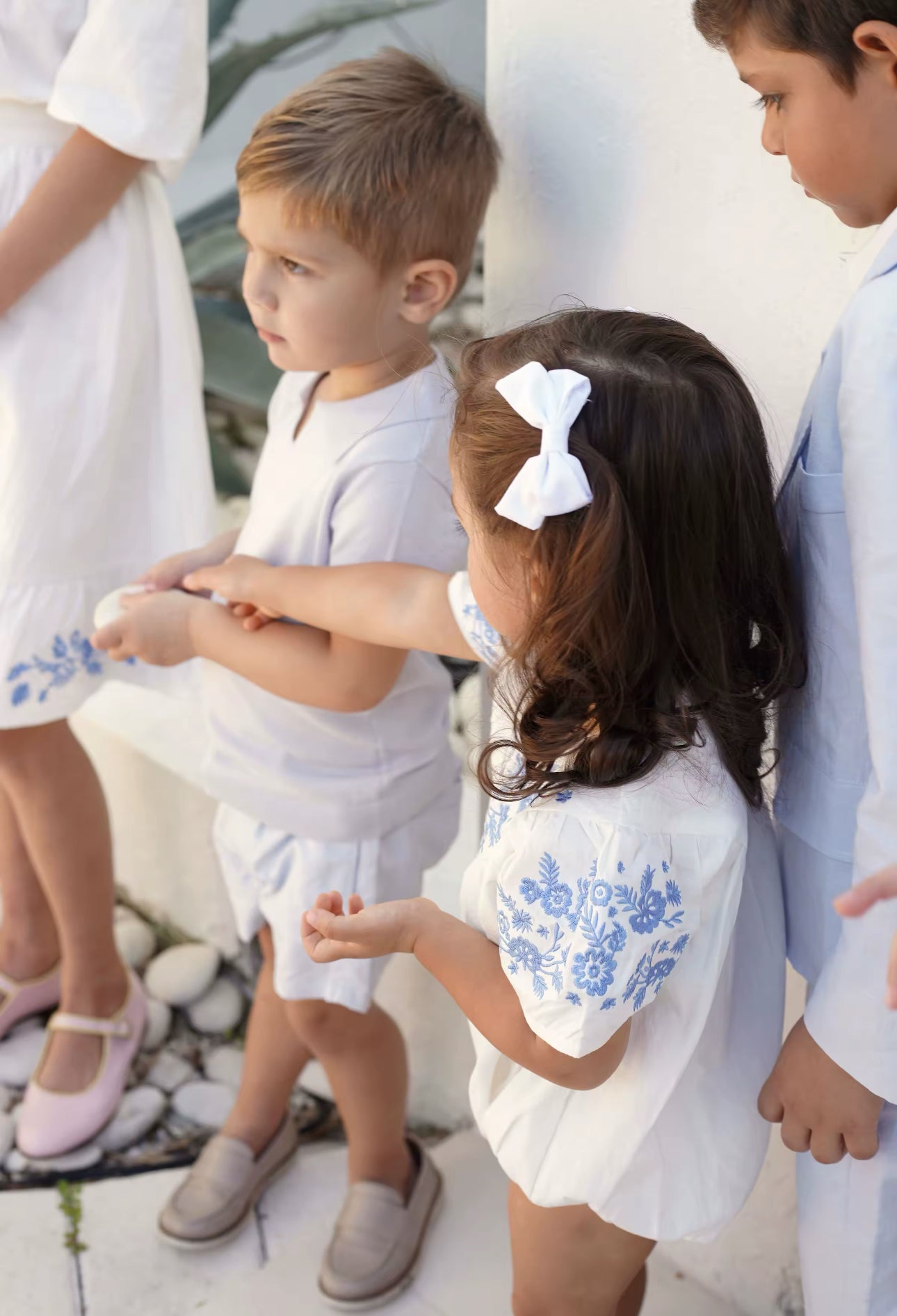 Made to order summer blue embroidered pattern romper (pre order)