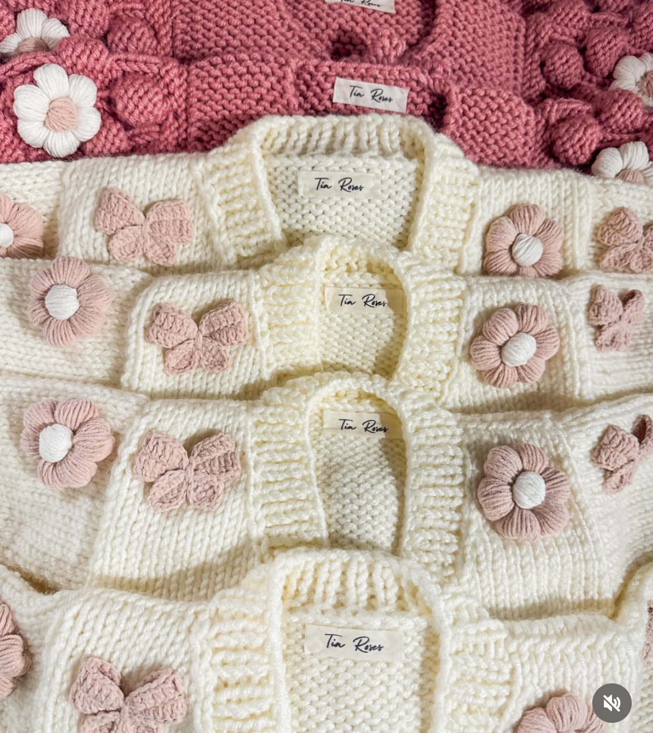 New spring hand knitted flower and chunky bow cardigan