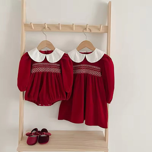 Pre order velour Christmas romper/dress