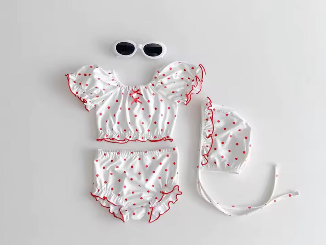 Red spot 3 piece swim set
