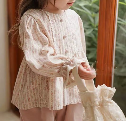 Pre order summer rosy pink pattern blouse