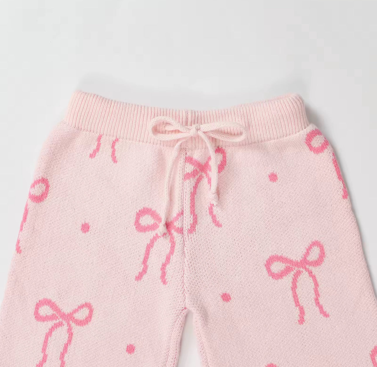 Pink bow thick knit two piece set