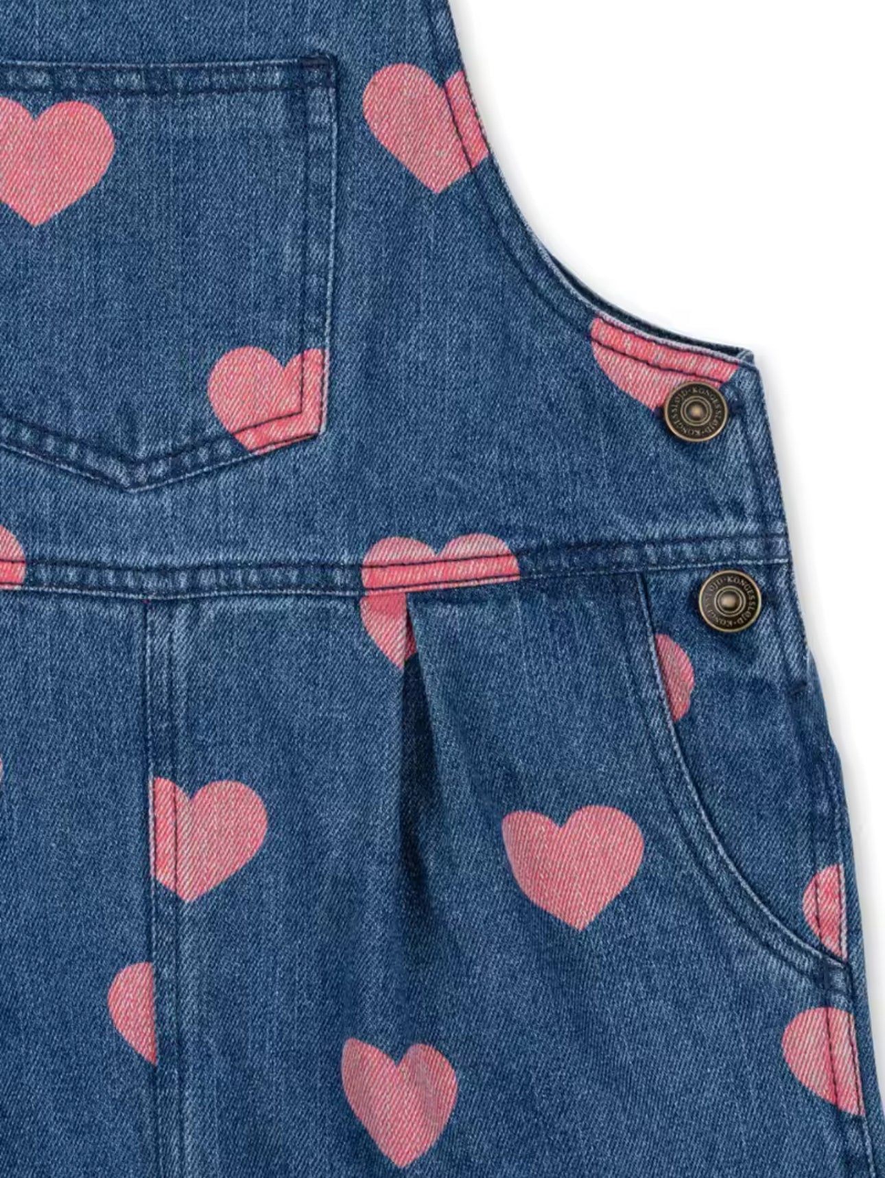 Pre order summer pink heart denim pinafore