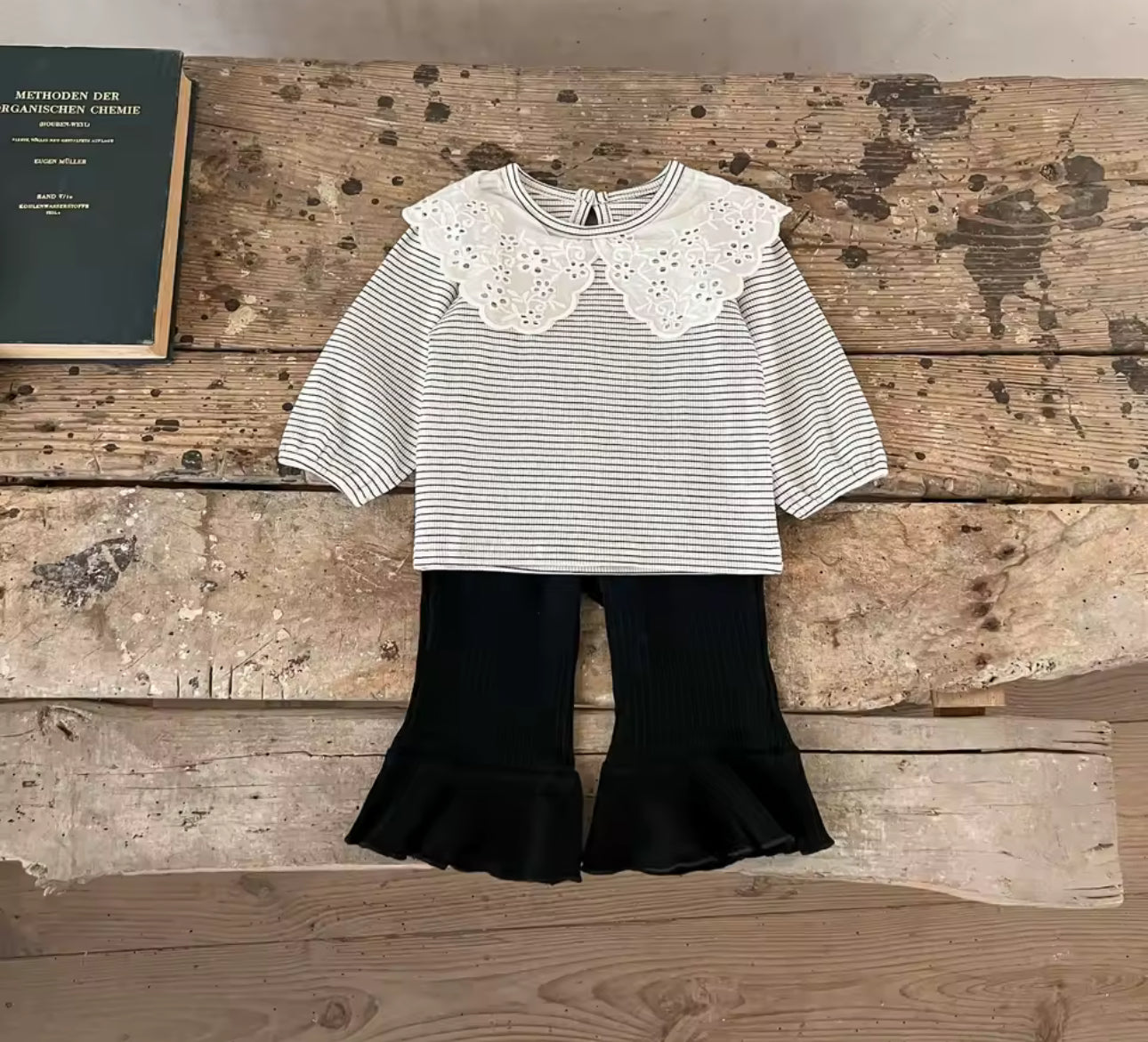 Two piece frill collar top and matching flares set
