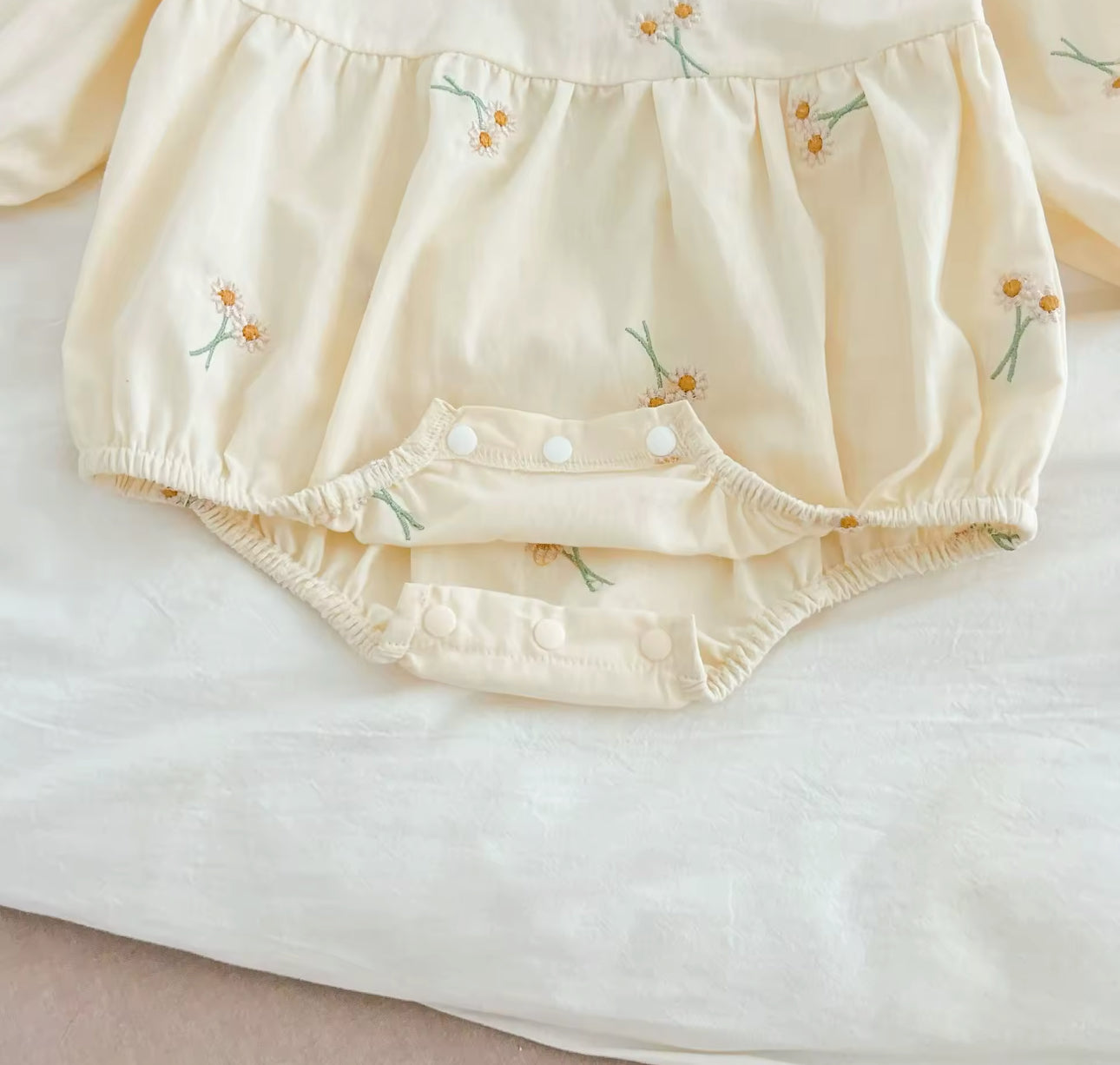 Pre order summer lemon daisy embroidered romper