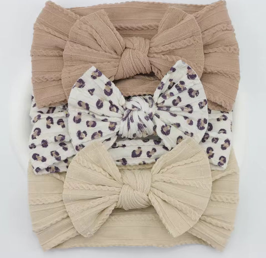 3 pack headband set beige/leopard