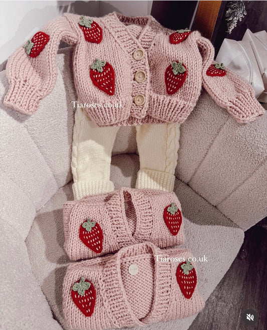 Strawberry Handknitted Wool Cardigan