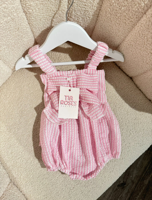 In stock Pink bow ruffle romper