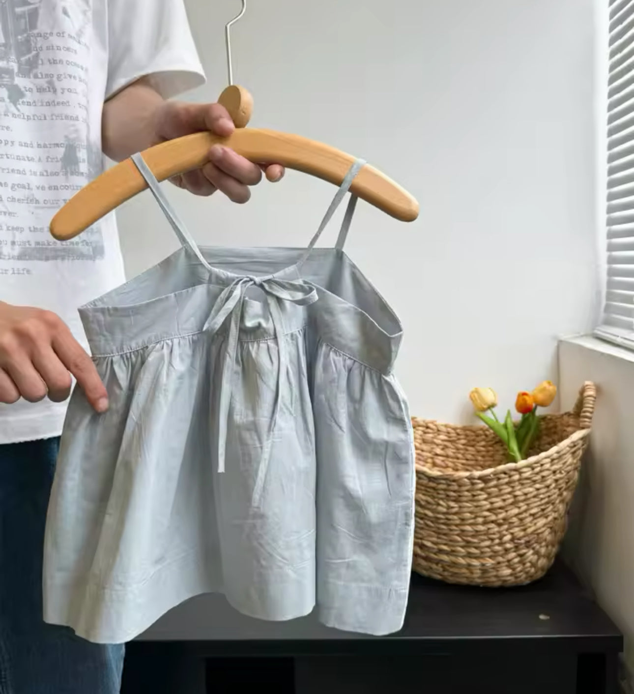 Pre order summer baby blue blouse and trouser set