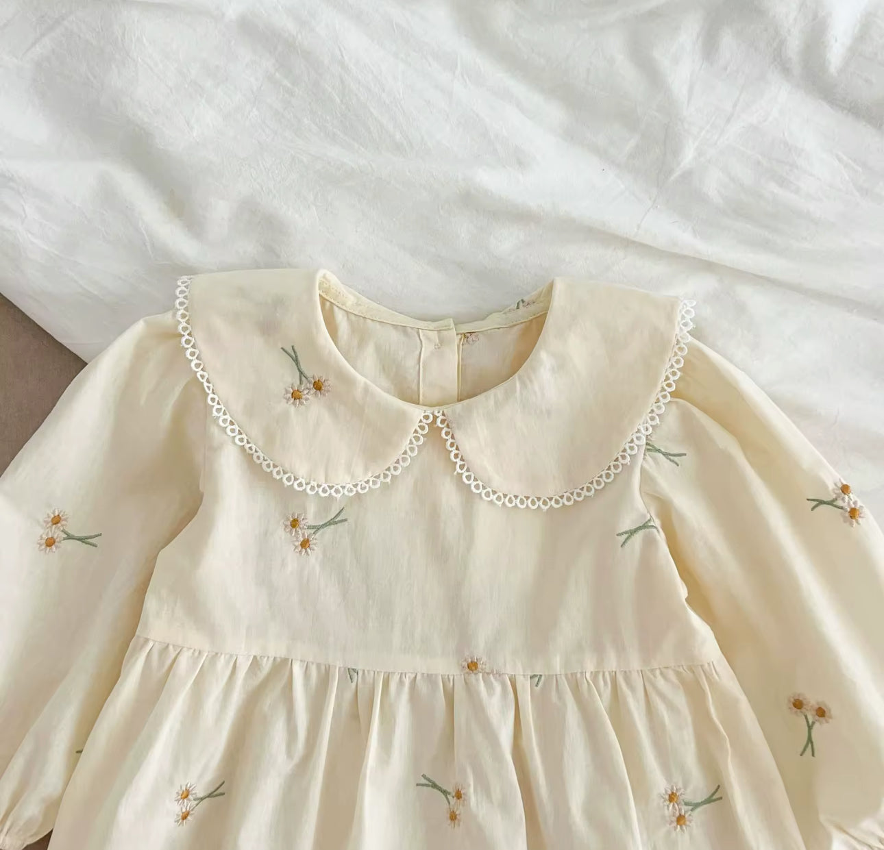 Pre order summer lemon daisy embroidered romper